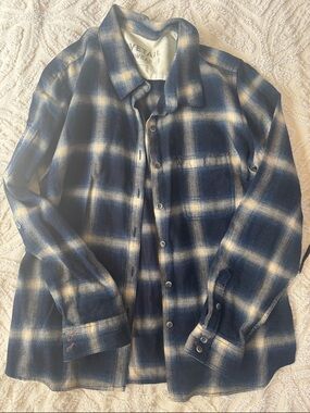Dovetail Workwear large Blue Plaid Button-Down Shirt